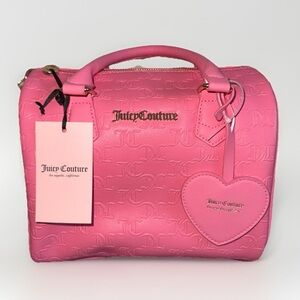 NWT Juicy Couture Fame Satchel Crossbody Bag Handbag Pink Lemonade Faix Leather